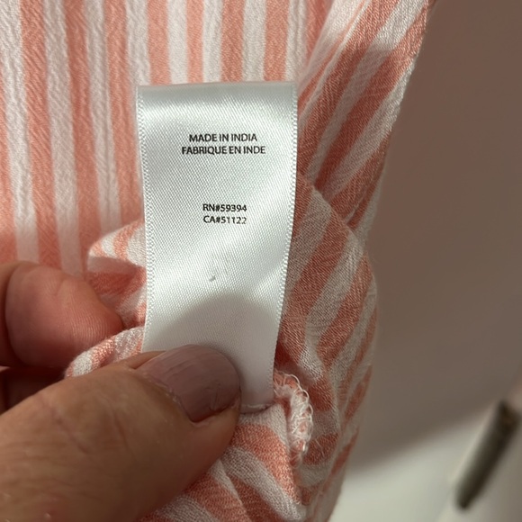 Beach Lunch Lounge rayon pink white striped sleeveless vneck pullover pocket Med - Picture 8 of 12